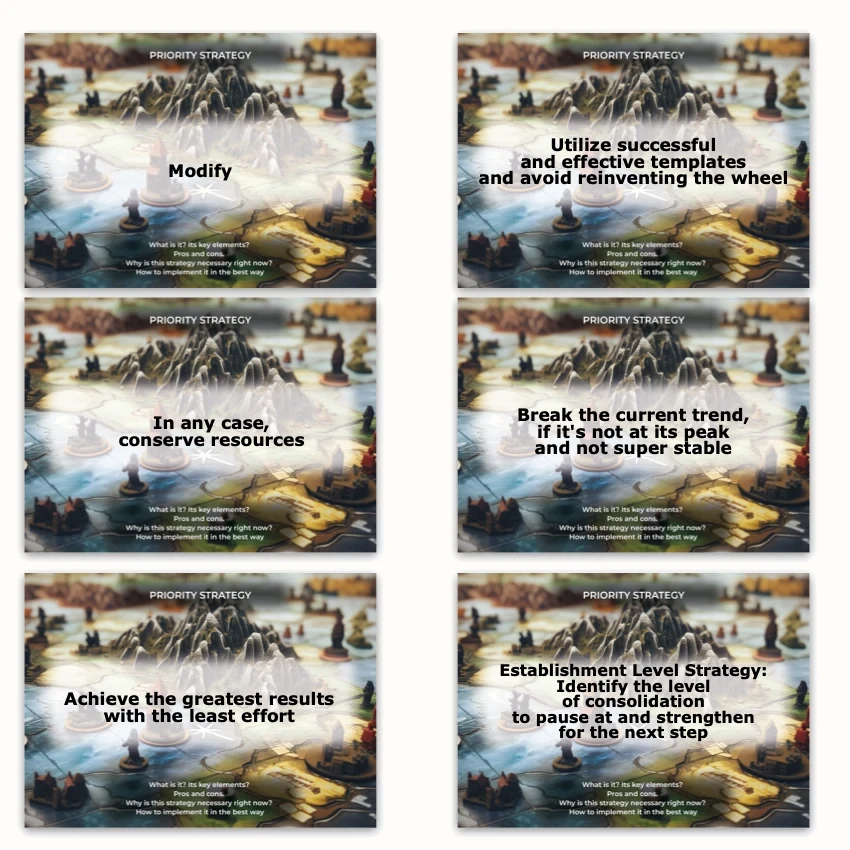 Metaphorical associative cards “Types of Strategies” — sample cards, 1