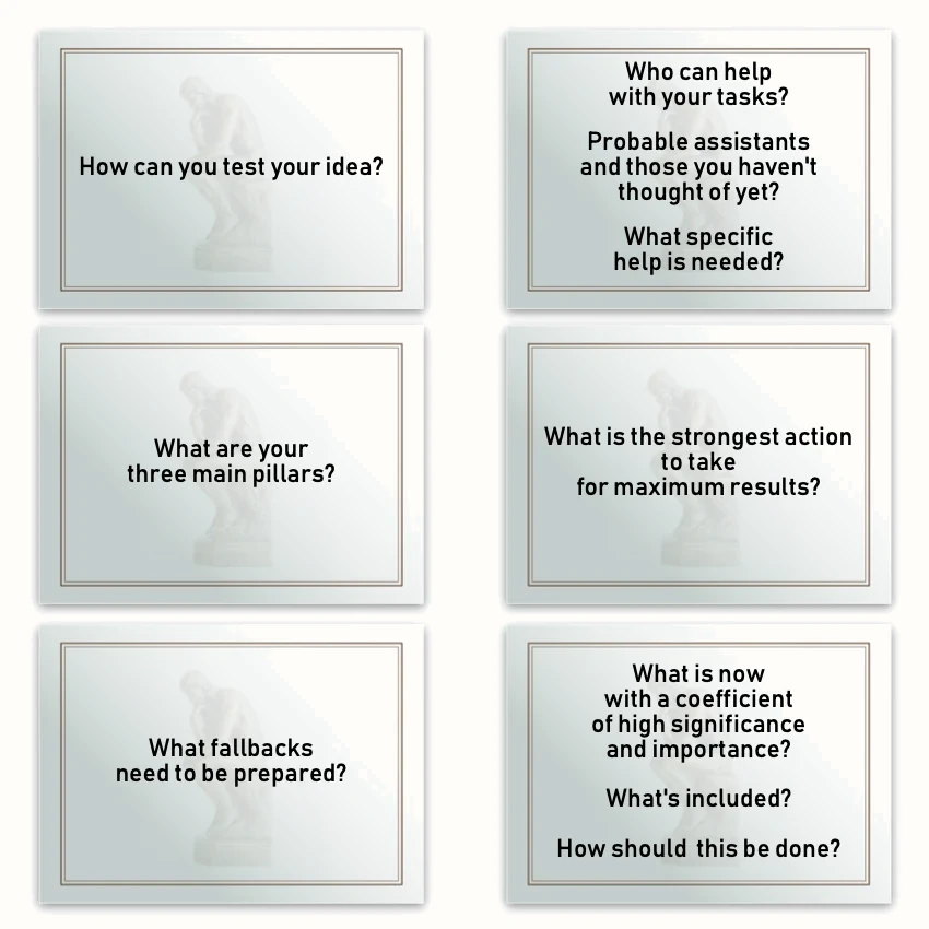 Metaphorical associative cards “Advancing Strategic Questions” — sample cards, 1