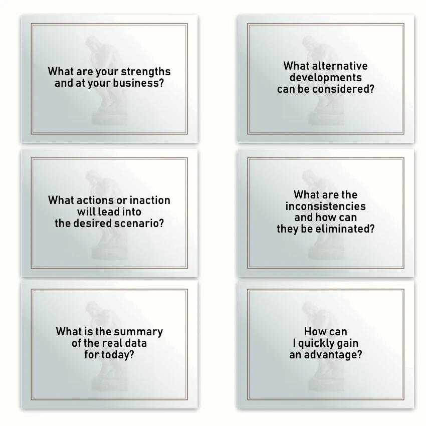 Metaphorical associative cards “Advancing Strategic Questions” — sample cards, 2