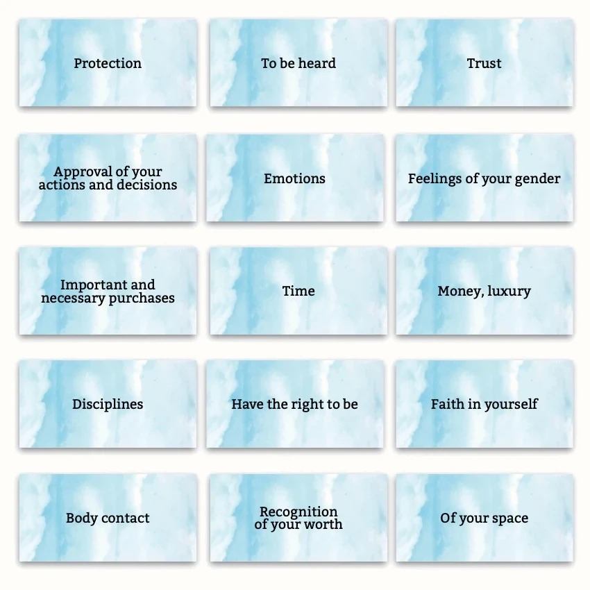 Metaphorical associative cards “Childhood Deficits” — sample cards, 4