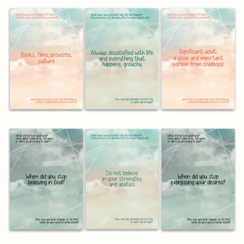 Metaphorical associative cards “Childhood Influences & Consequences” — sample cards, 1