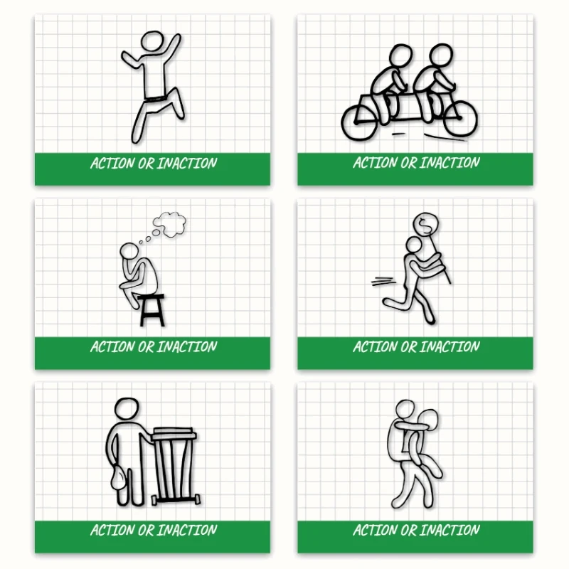 Metaphorical associative cards “Actions & Inaction” — sample cards, 2