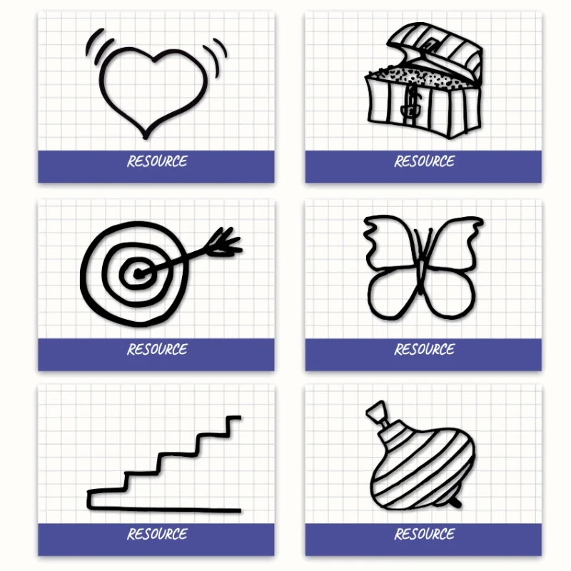 Metaphorical associative cards “Tips & Resources” — sample cards, 2