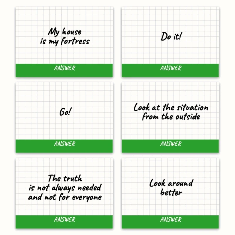 Metaphorical associative cards “Questions & Answers” — sample cards, 2