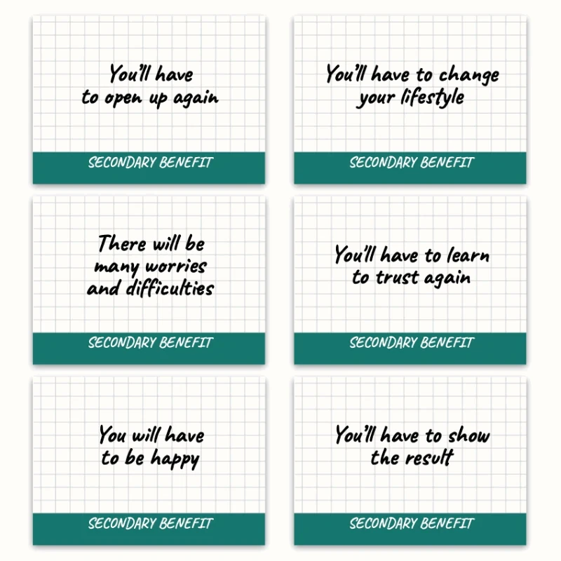 Metaphorical associative cards “Fears & Secondary Benefits” — sample cards, 2