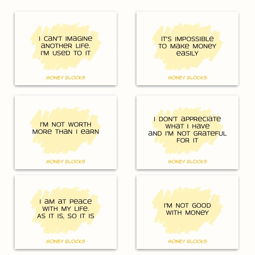 Metaphorical associative cards “Money Blocks” — sample cards, 1