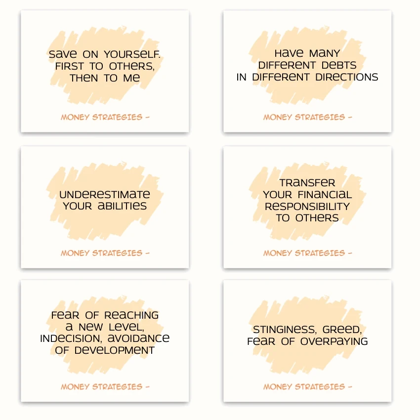 Metaphorical associative cards “Money Strategies” — sample cards, 2