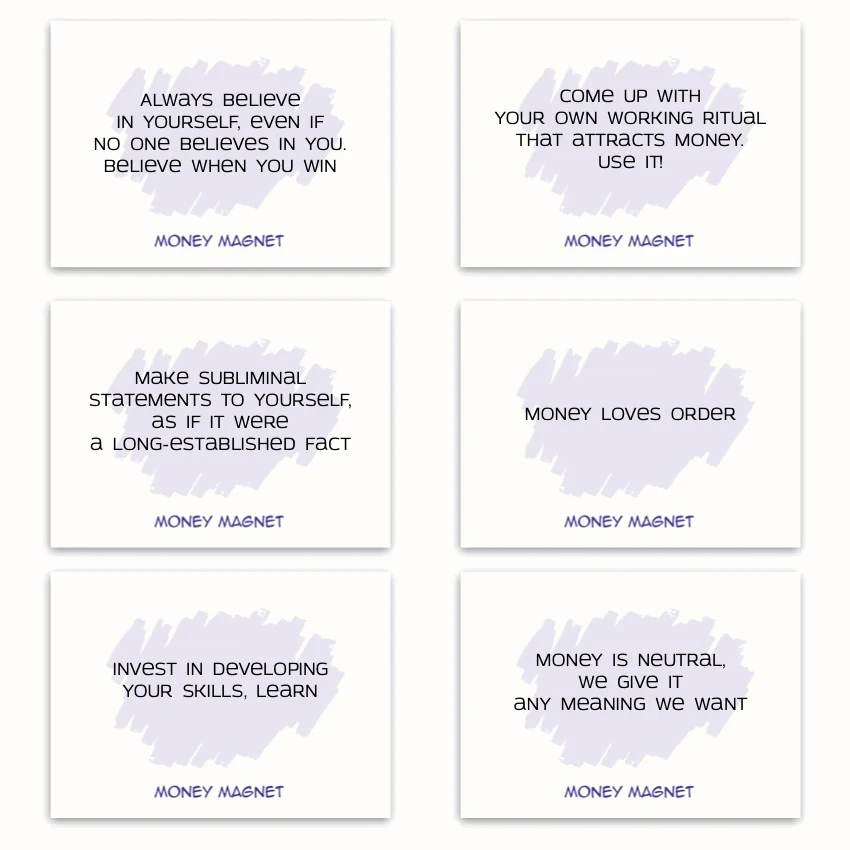 Metaphorical associative cards “Money Magnet” — sample cards, 2