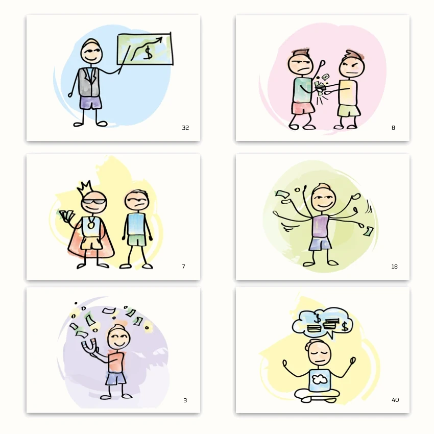 Metaphorical associative cards “Dances with Money” — sample cards, 1