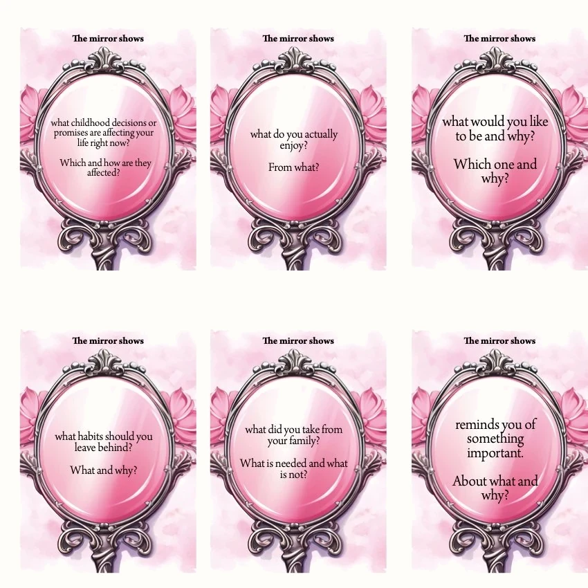 Metaphorical associative cards “The Female Mirror of Truth” — sample cards, 1