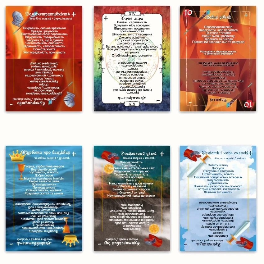 Metaphorical associative cards “Textual TAROT. Description of Meanings” — sample cards, 1